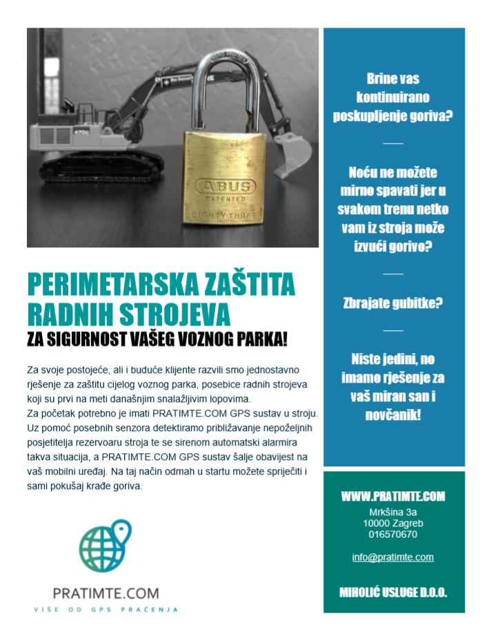 Perimetarska zaštita radnih strojeva pratimte